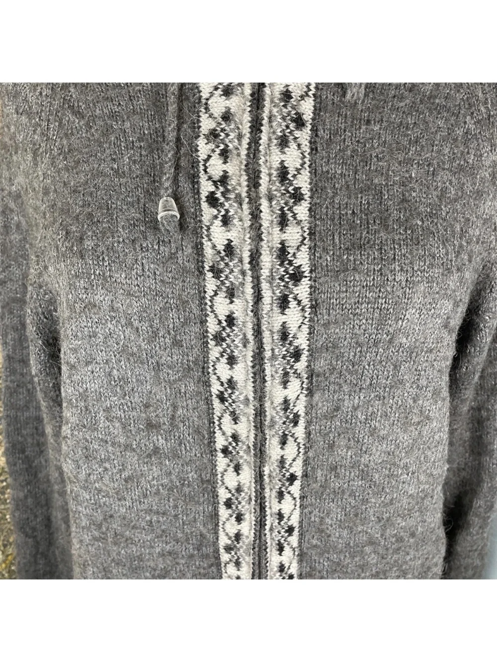 Eco Alpaca Hooded Full Zip Cardigan Sweater Women’s Size Large/XL Grey